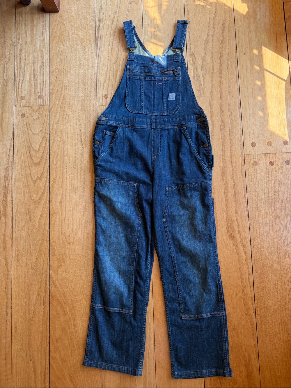Carhartt Women’s Dark Blue Denim Bib Overalls Medium